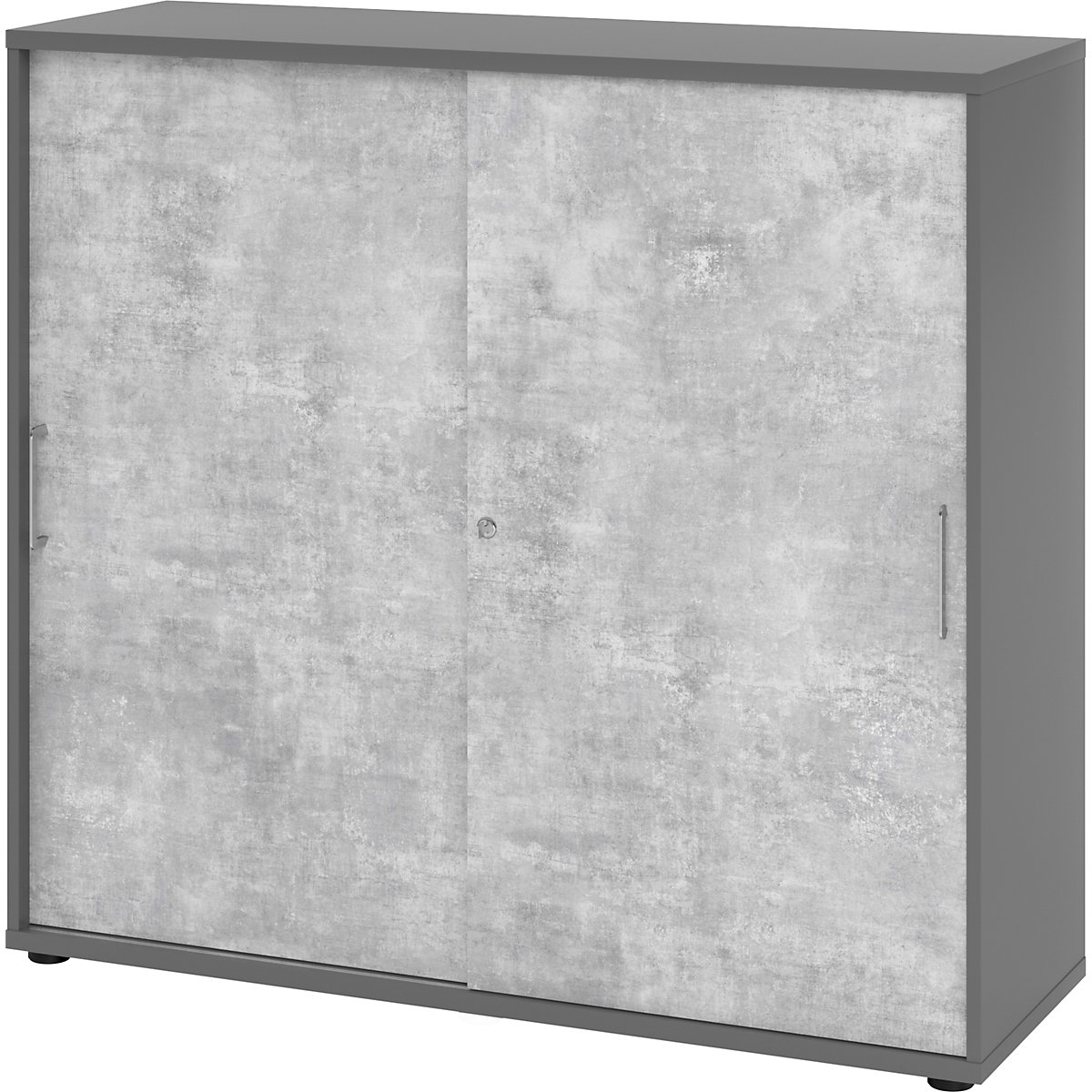 Sliding door cupboard VERA-ZWO, HxWxD 1100 x 1200 x 400 mm, 3 file heights, graphite / concrete-7