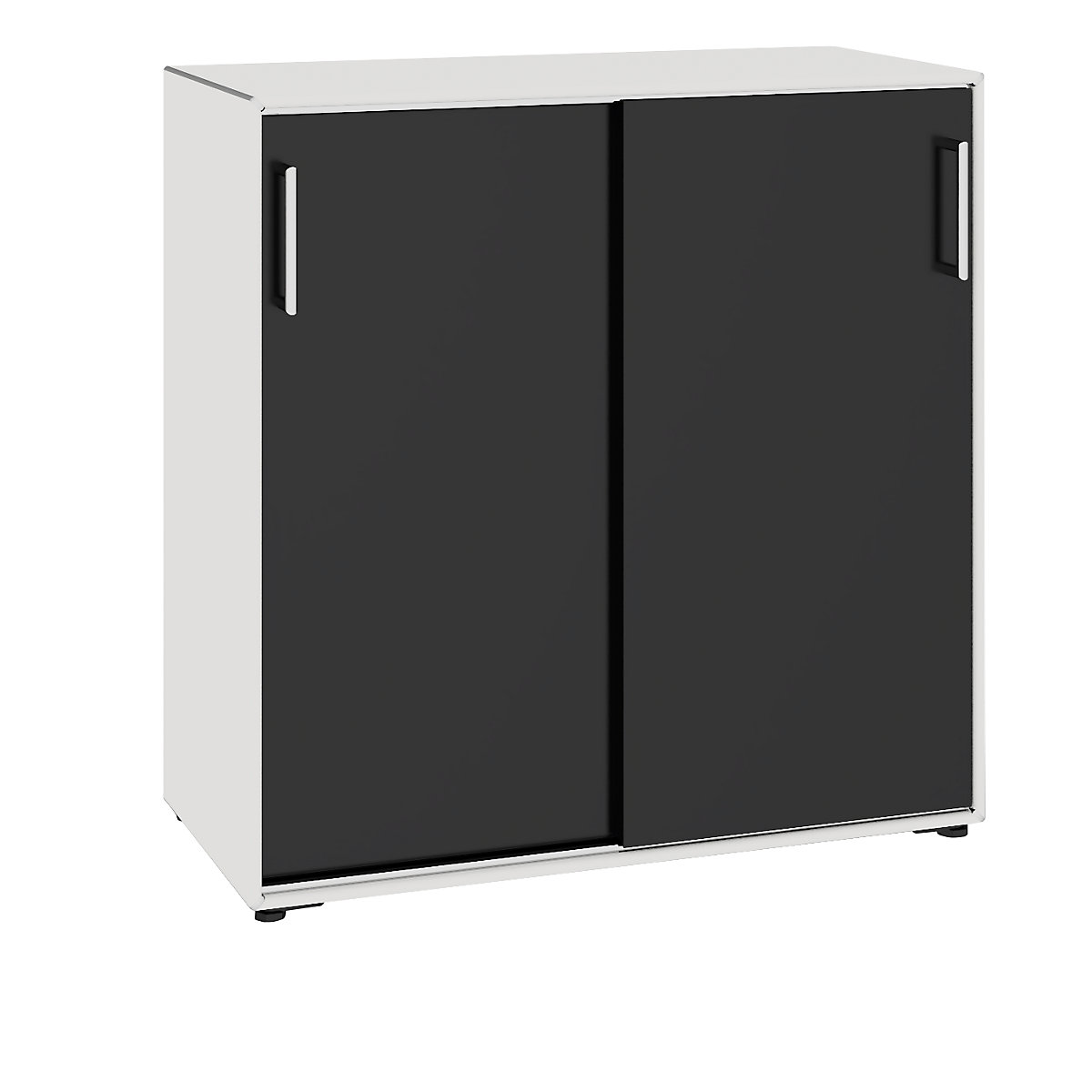 Sliding door cupboard – mauser, 4 compartments, width 770 mm, signal white / jet black-2