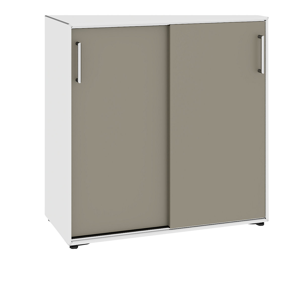 Sliding door cupboard – mauser, 4 compartments, width 770 mm, pure white / beige grey-7