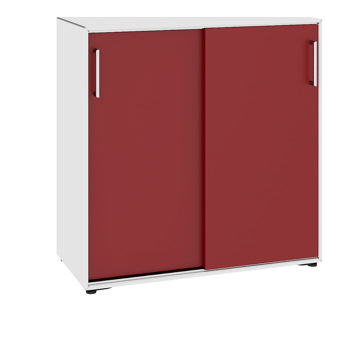 Sliding door cupboard – mauser, 4 compartments, width 770 mm, pure white / ruby red-4