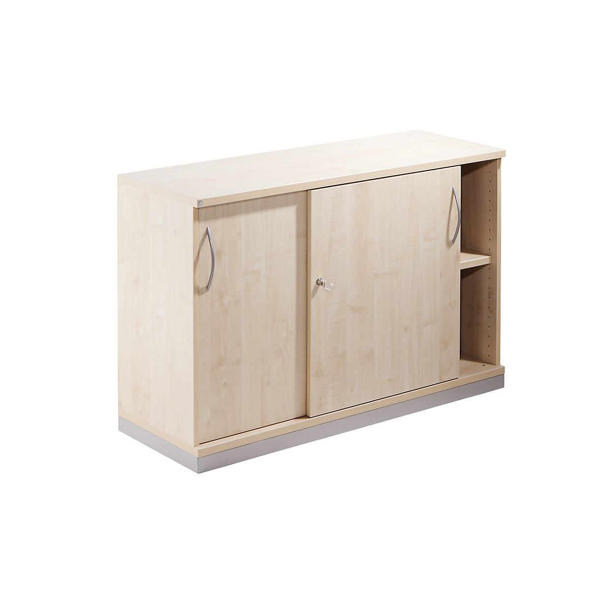 Sliding door cupboard THEA, 1 shelf, 2 file heights, maple finish-5
