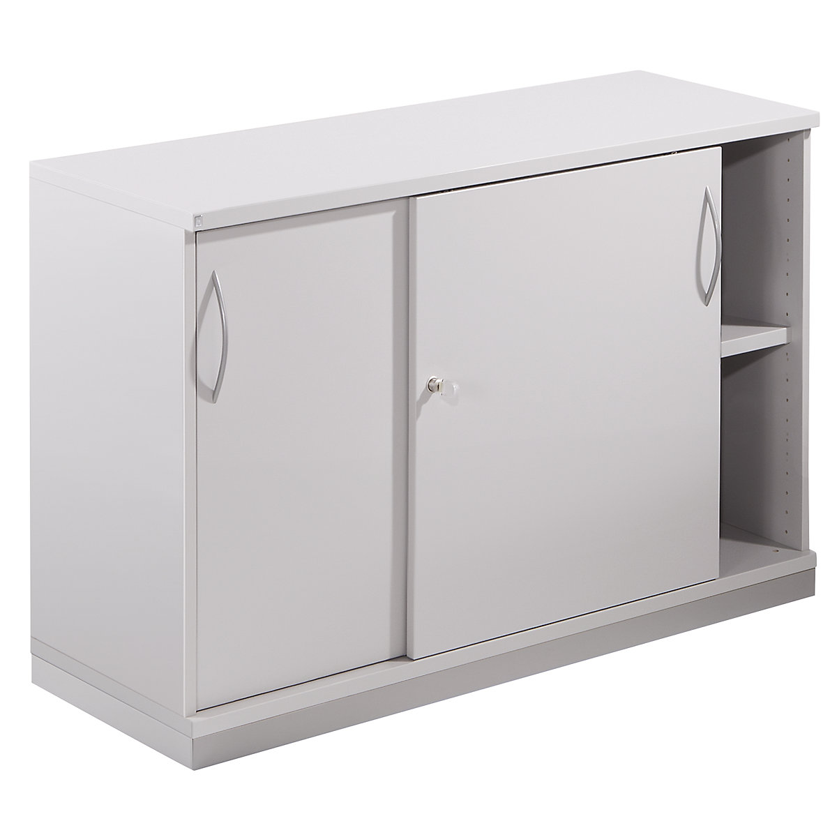 Sliding door cupboard THEA, 1 shelf, 2 file heights, light grey-6