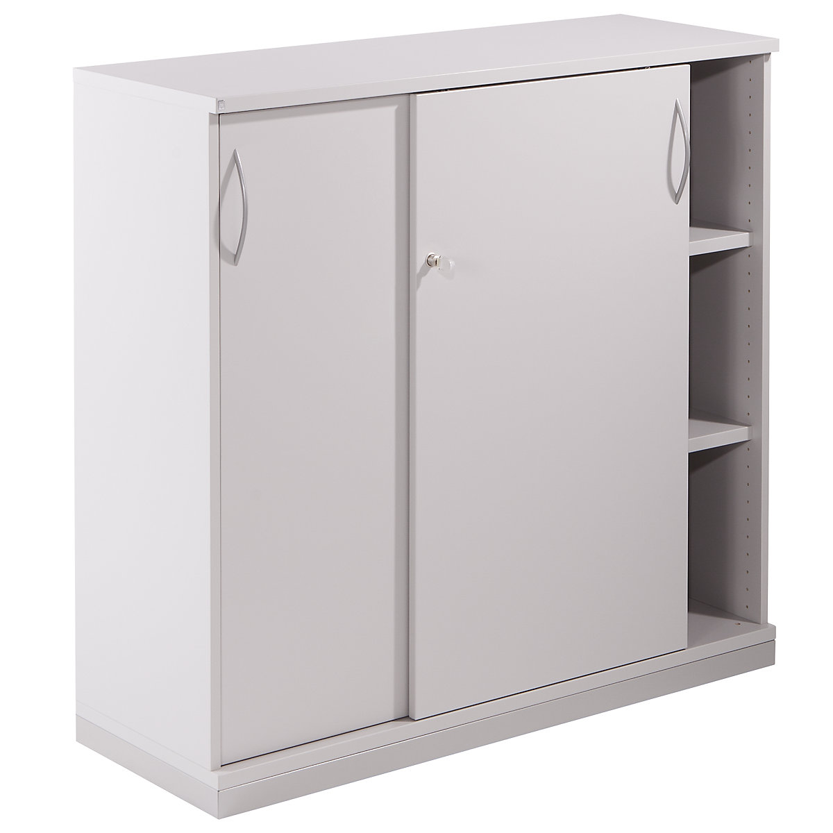 Sliding door cupboard THEA, 2 shelves, 3 file heights, light grey-6