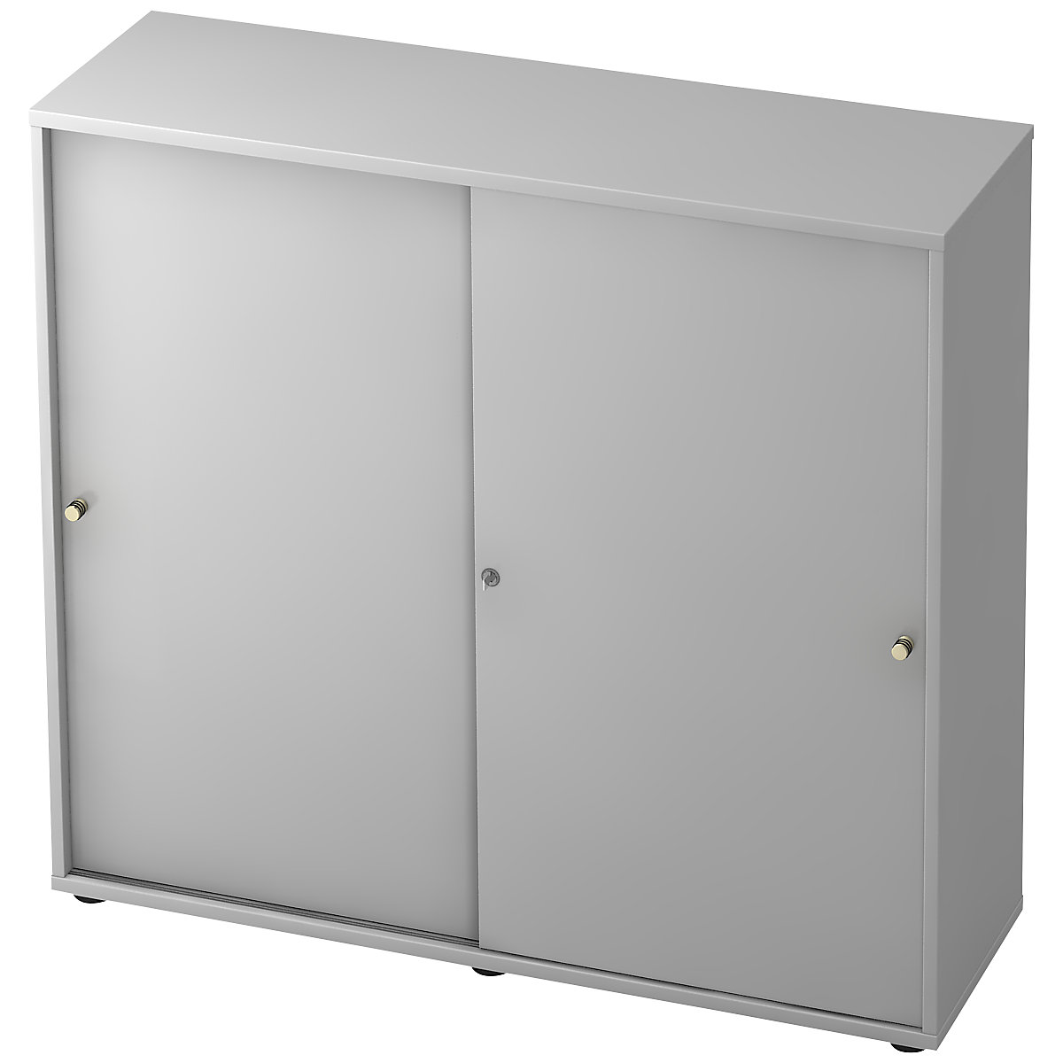 Sliding door cupboard with acoustic rear panel ANNY-AC, 2 shelves, centre partition, light grey-8