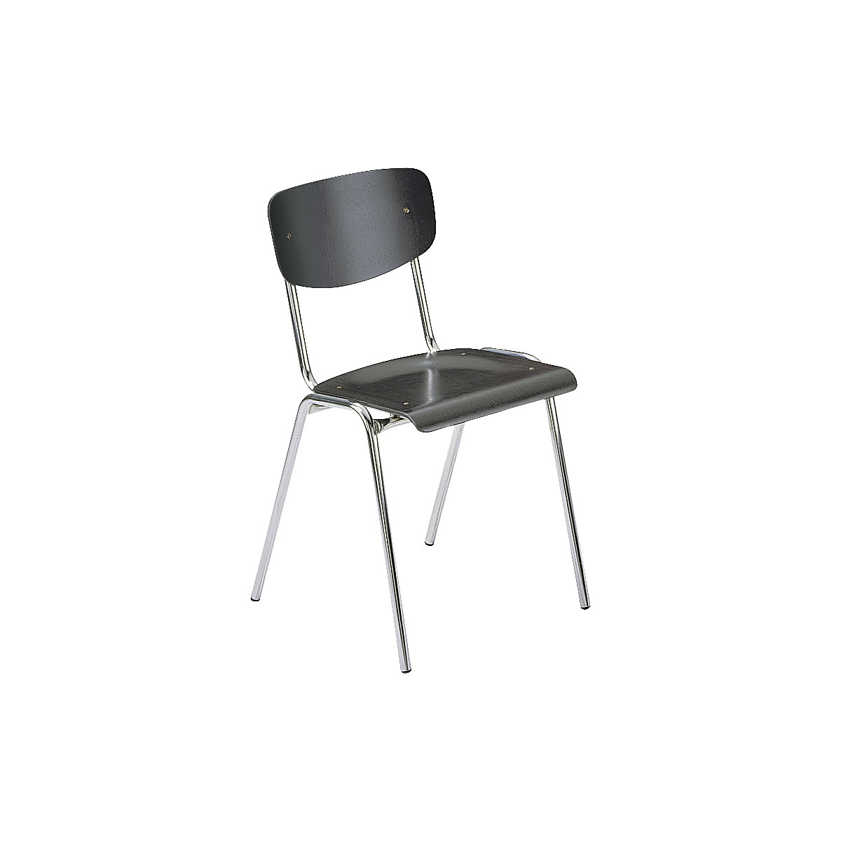CLASSIC stacking chair, chrome plated frame, pack of 4, wood in charcoal-3