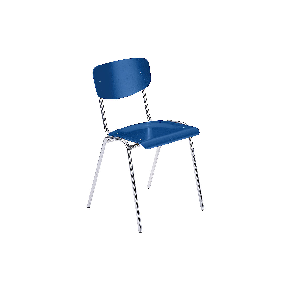 CLASSIC stacking chair, chrome plated frame, pack of 4, wood in gentian blue-4