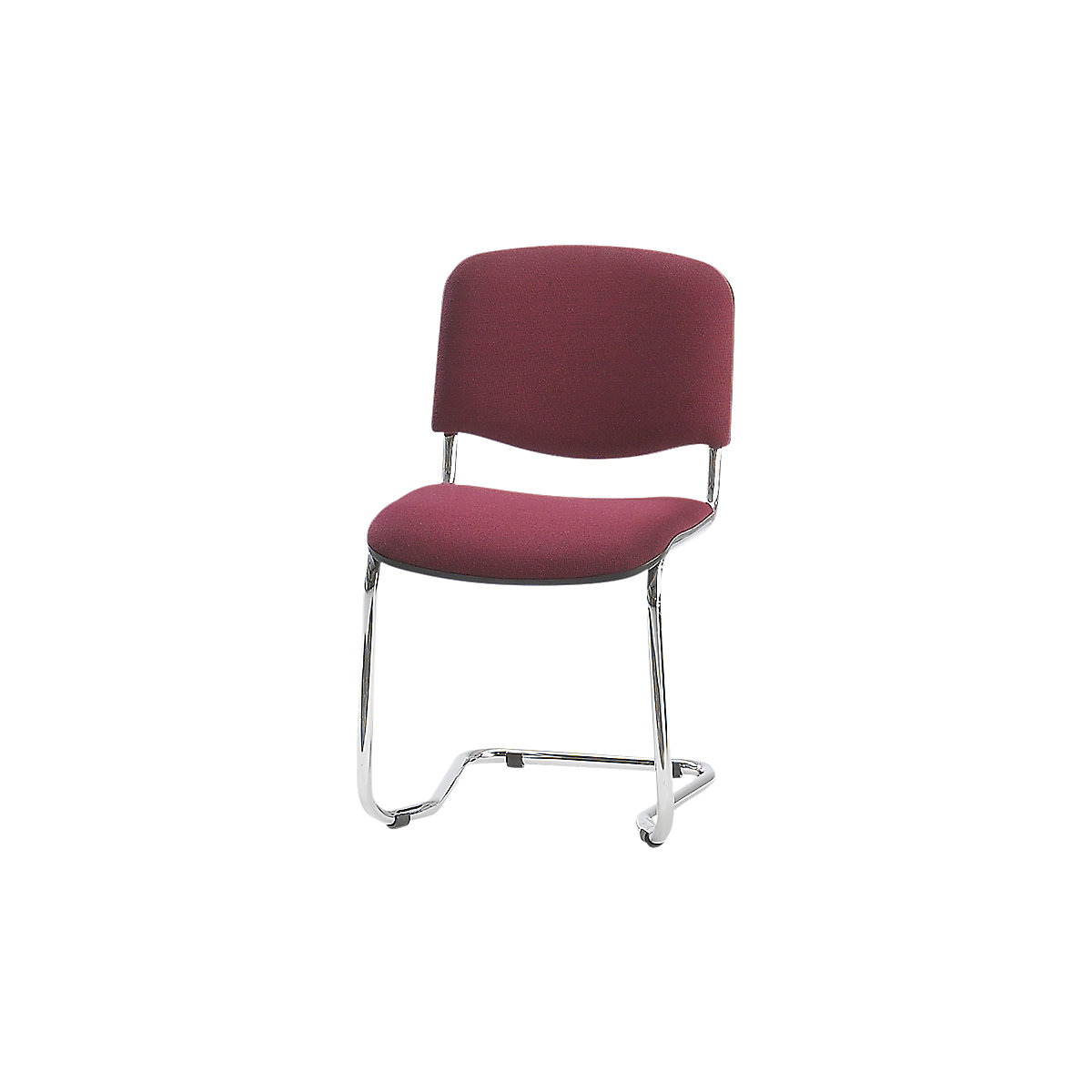 Cantilever chair, stackable upholstered back rest, chrome plated frame