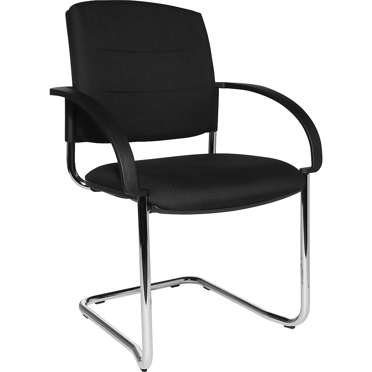 Cantilever chairs, pack of 2 – eurokraft pro, upholstered back rest, black, black seat-7