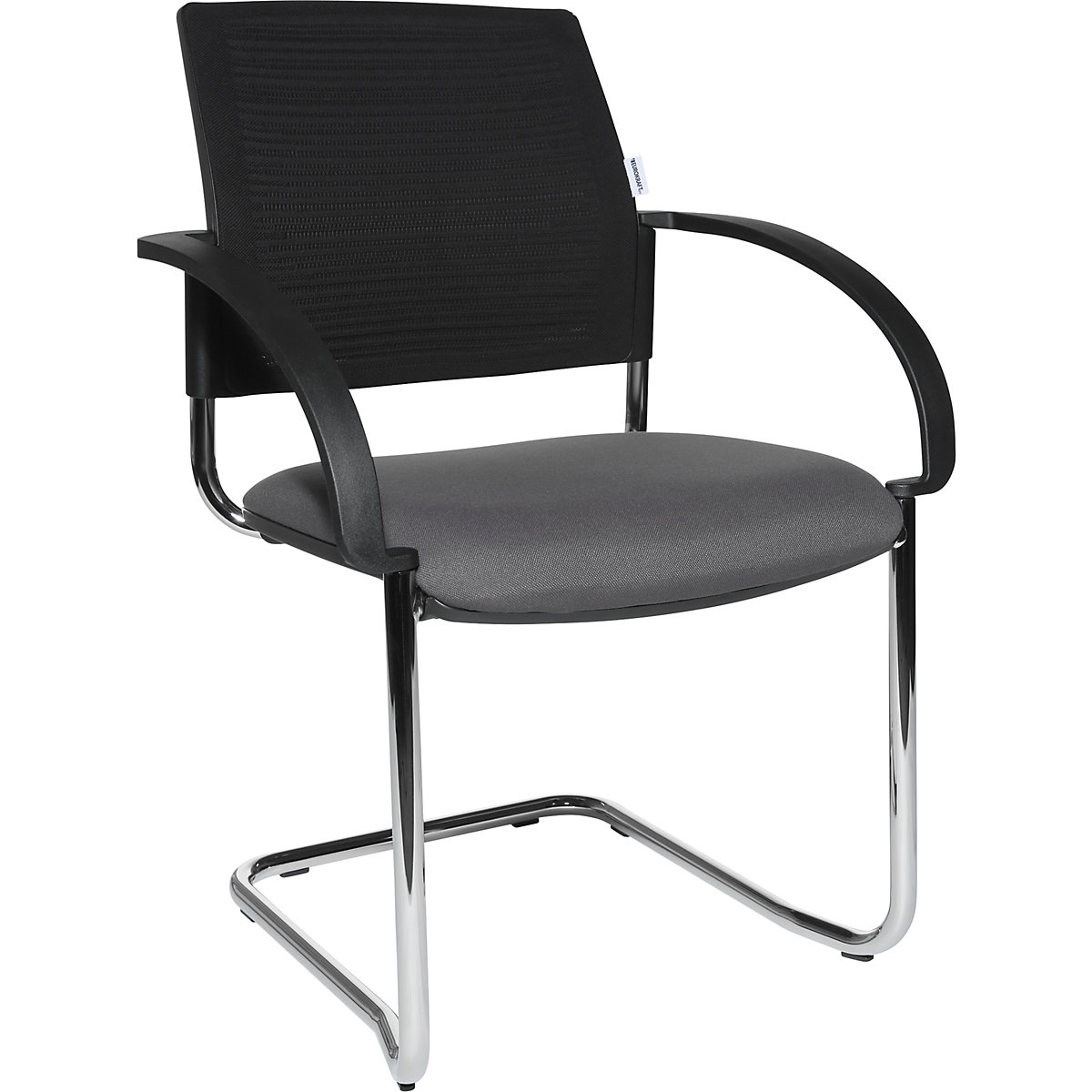 Cantilever chairs, pack of 2 – eurokraft pro, mesh covered back rest, black, charcoal seat-7