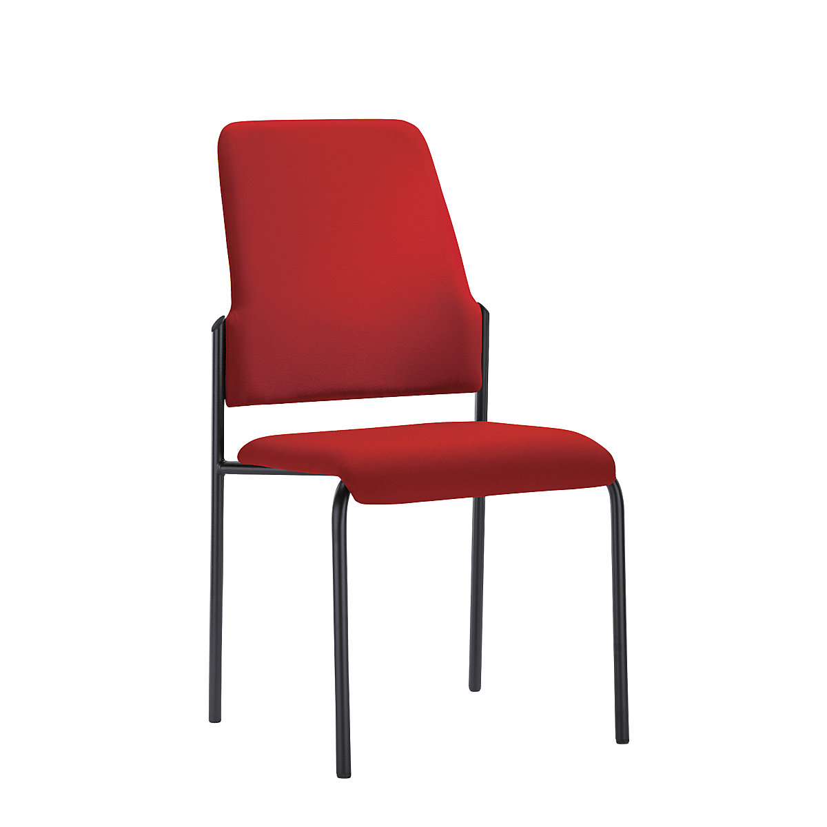 GOAL visitors' chair, 4 leg frame, pack of 2 – interstuhl, frame black, flame red-2