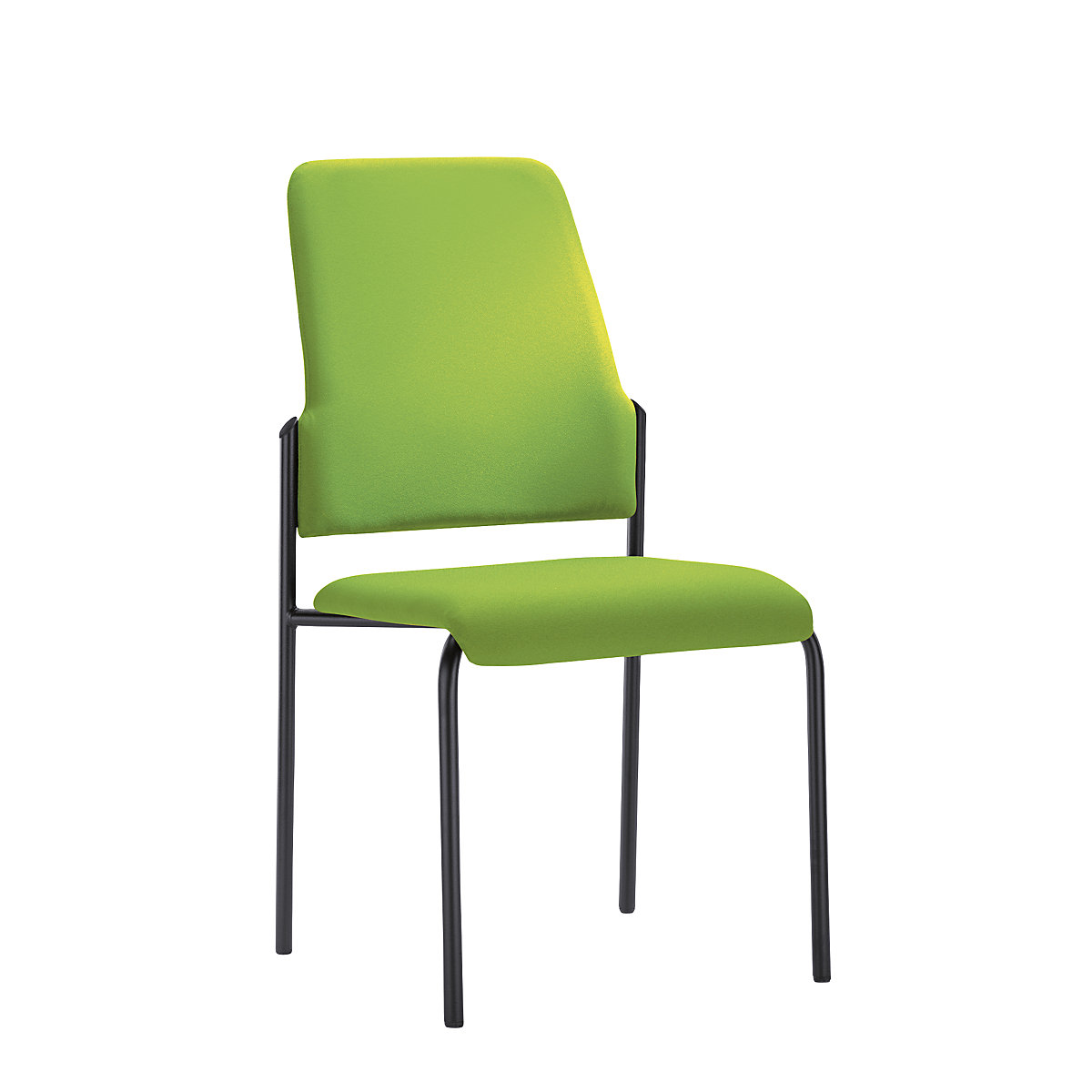GOAL visitors' chair, 4 leg frame, pack of 2 – interstuhl, frame black, yellow green-3