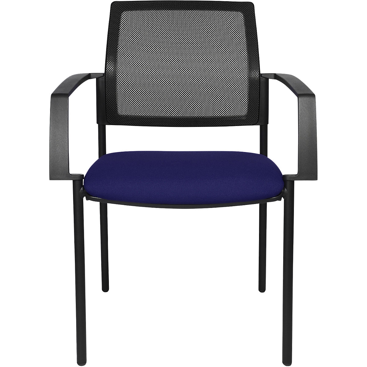 Mesh stacking chair – Topstar, 4-leg, pack of 2, blue seat, black frame-7