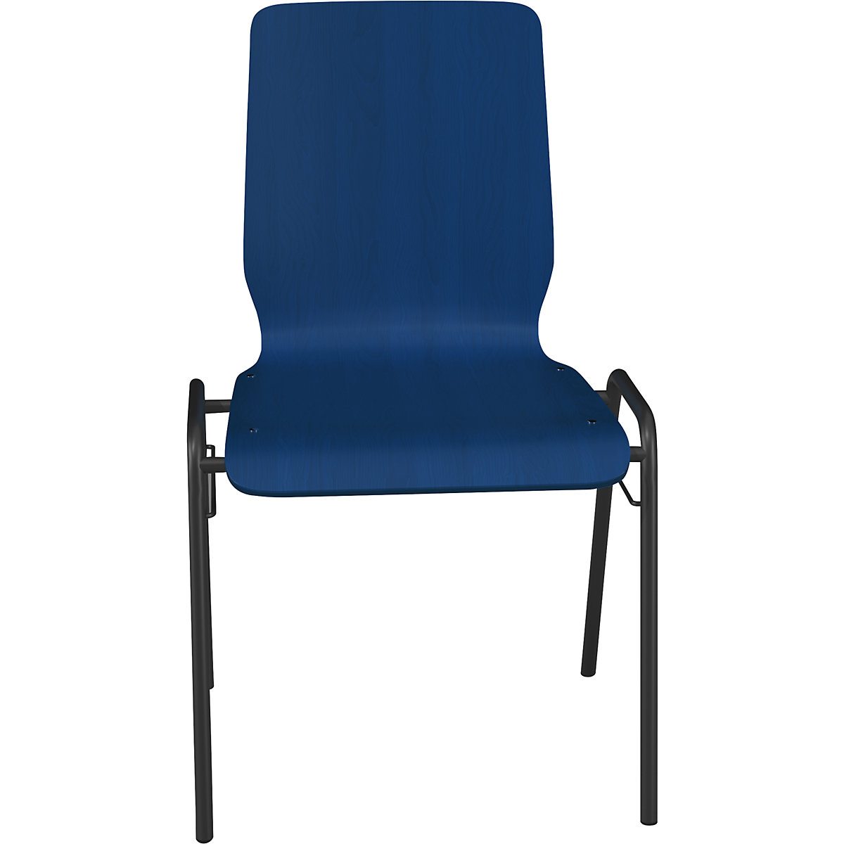 NUKI wooden stacking chair, powder coated frame, pack of 4, wood in gentian blue-3