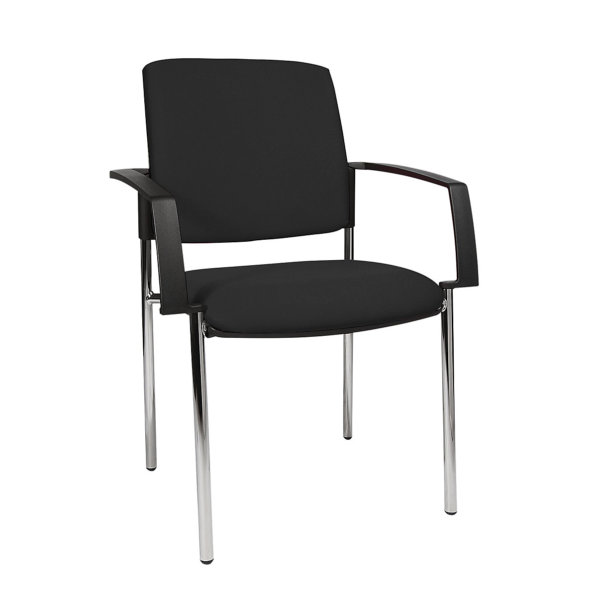 Padded stacking chair – Topstar, four-legged frame, pack of 2, chrome plated frame, black upholstery-6