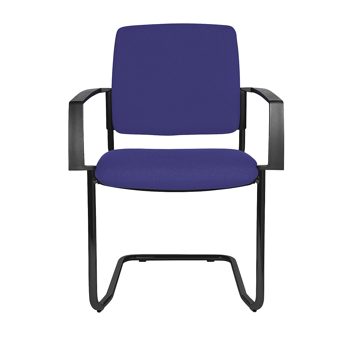 Padded stacking chair – Topstar, cantilever chair, pack of 2, black frame, blue upholstery-3