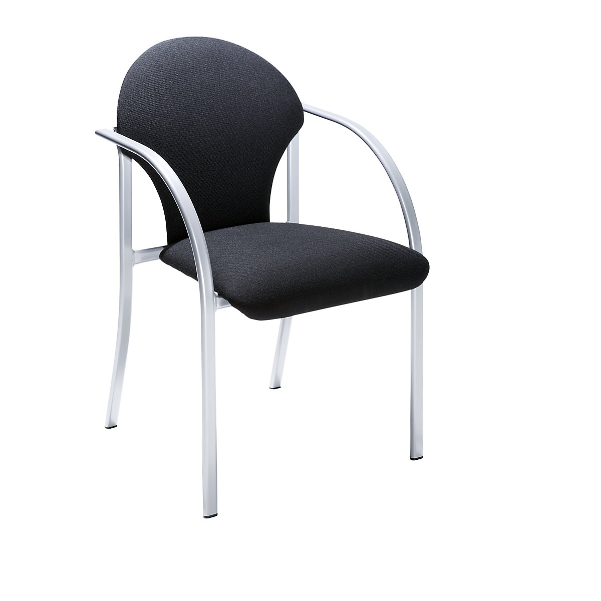 Padded stacking chair, seat HxWxD 470 x 450 x 490 mm, upholstery colour black, pack of 2-4