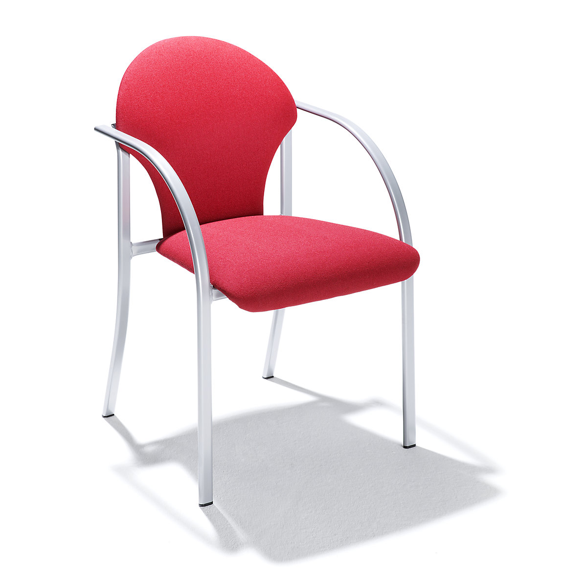 Padded stacking chair, seat HxWxD 470 x 450 x 490 mm, upholstery colour red, pack of 2-5