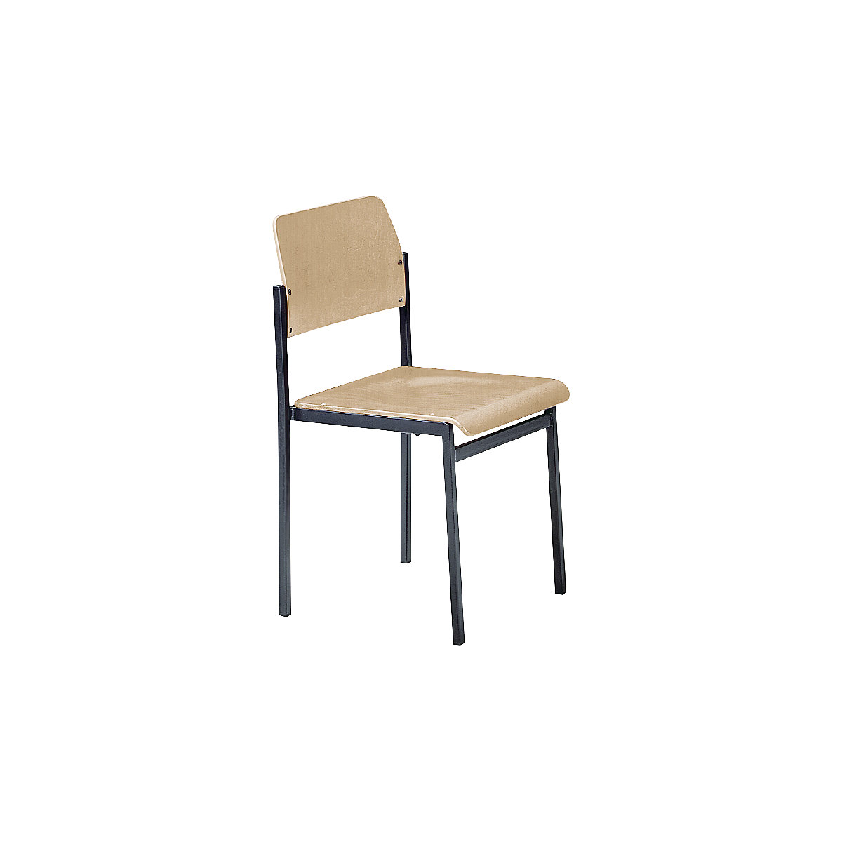 SUSAN stacking chair, powder coated frame, pack of 4, natural beech wood-3