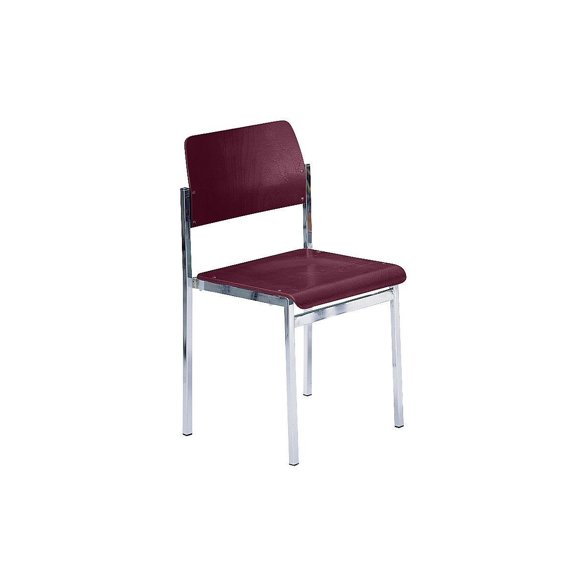 SUSAN stacking chair, chrome plated frame, pack of 4, wood in bordeaux-4