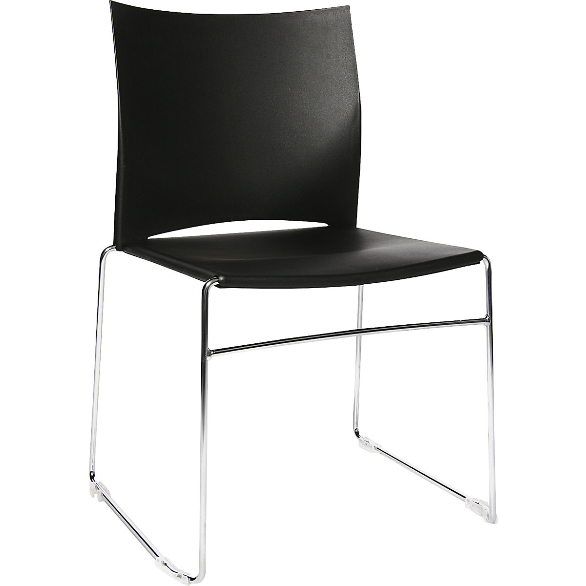 Sled frame stacking chair – Topstar, chrome plated frame, pack of 4, black-6