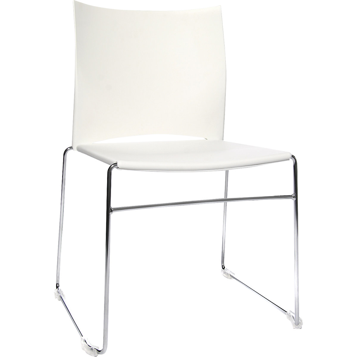 Sled frame stacking chair – Topstar, chrome plated frame, pack of 4, white-8