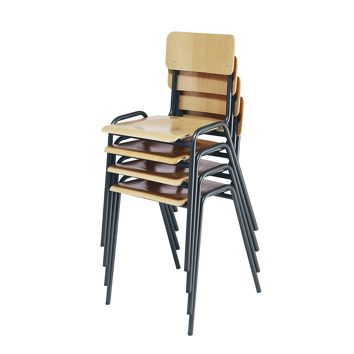 Stacking chair, beech plywood - eurokraft basic