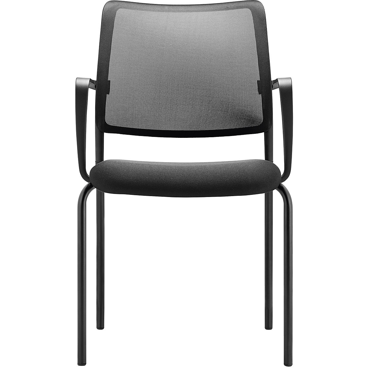 TO-SYNC meet meeting room chair – TrendOffice, with mesh back rest, pack of 4, black, with arm rests-2