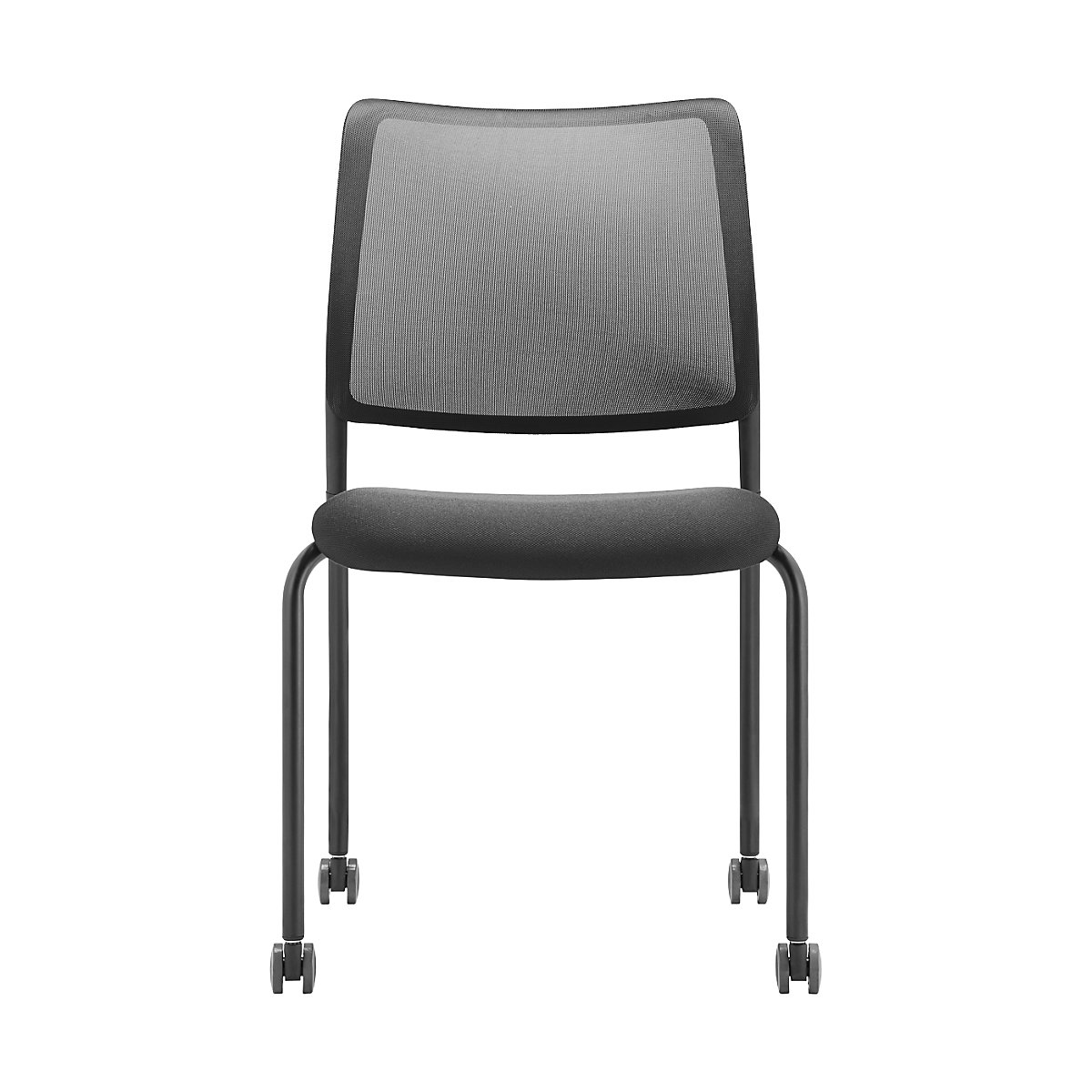TO-SYNC meet meeting room chair – TrendOffice, with mesh back rest, pack of 4, black, with castors-3