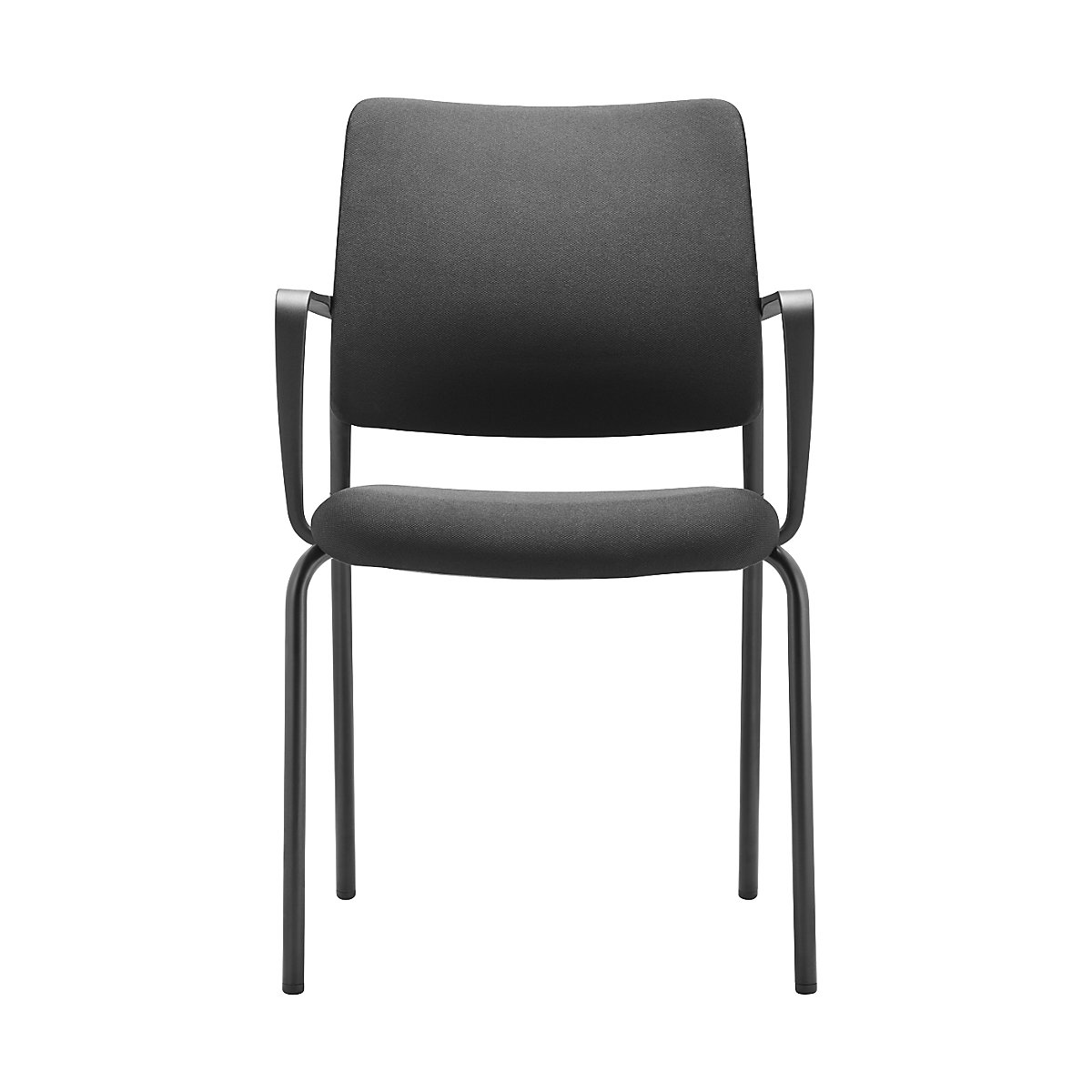 TO-SYNC meet meeting room chair – TrendOffice, with upholstered back rest, pack of 4, black, with arm rests-5