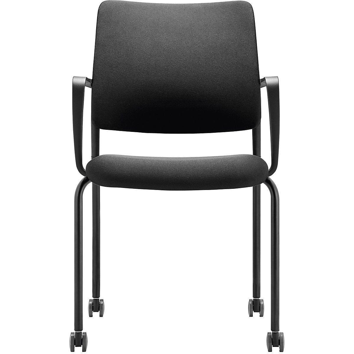 TO-SYNC meet meeting room chair – TrendOffice, with upholstered back rest, pack of 4, black, with arm rests and castors-6