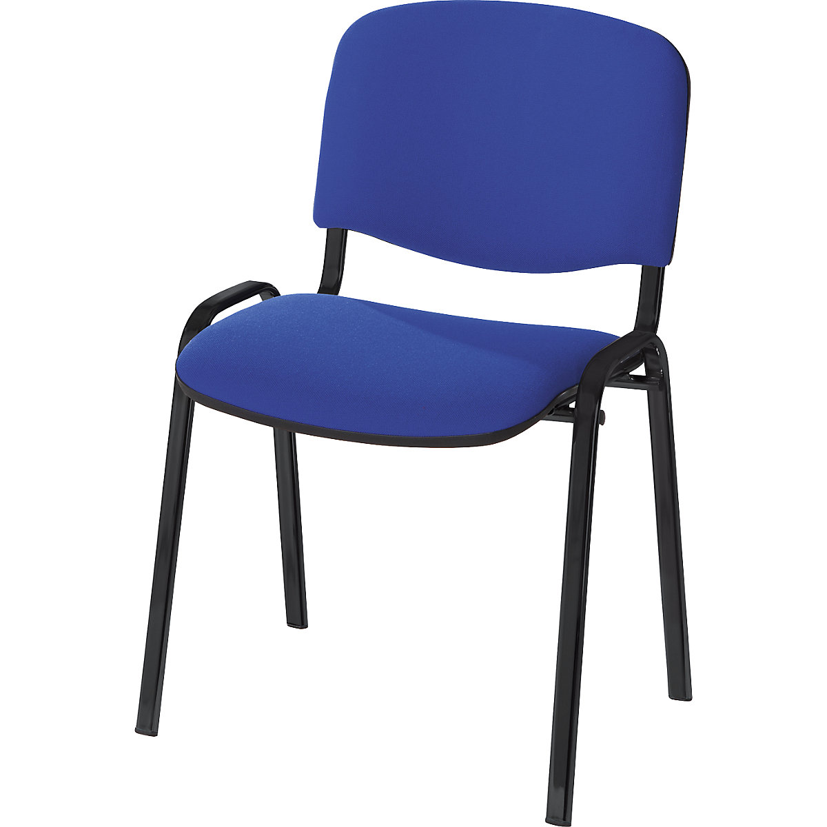 Visitors' chair, stackable, upholstered back rest, black frame, blue upholstery, pack of 2-4