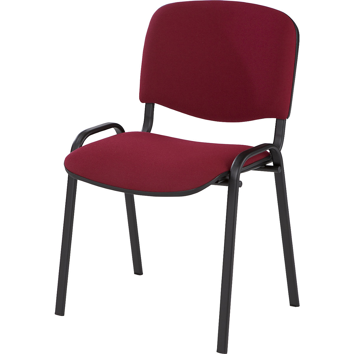 Visitors' chair, stackable, upholstered back rest, black frame, bordeaux upholstery, pack of 2-6