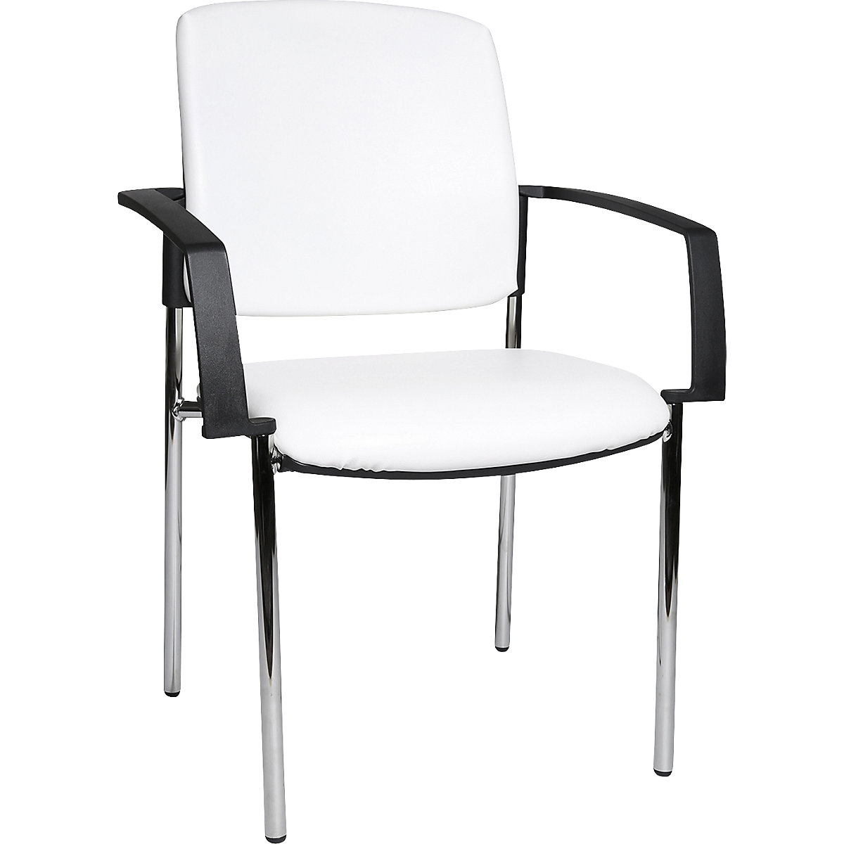 Topstar – Visitors' chairs with arm rests, pack of 2, vinyl cover, white