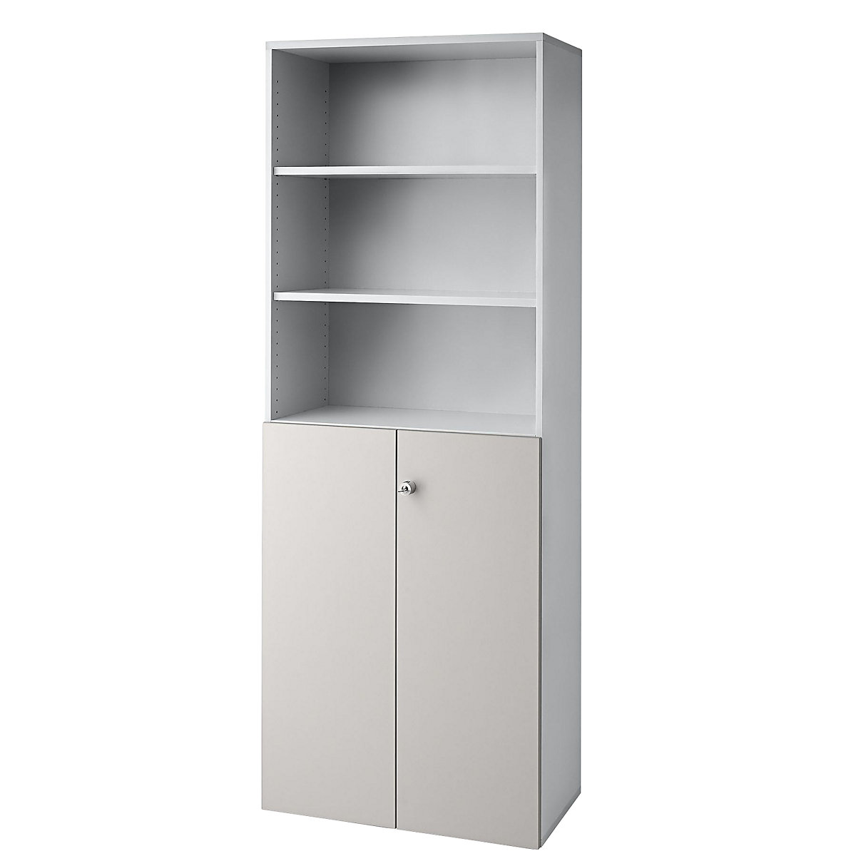 Combination cupboards ANNY – eurokraft pro, 5 shelves, 2 hinged doors, light grey / light grey-9