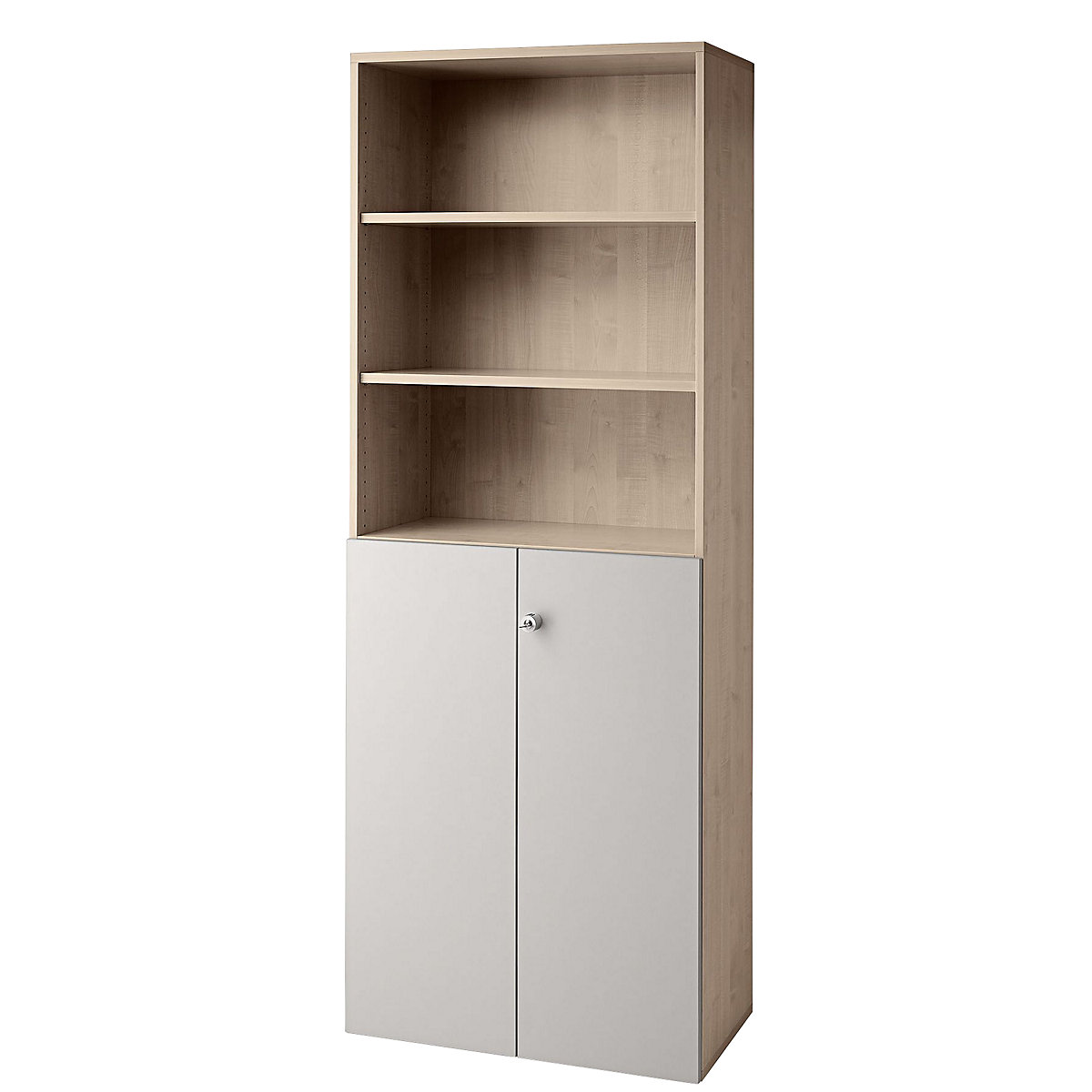 Combination cupboards ANNY – eurokraft pro, 5 shelves, 2 hinged doors, walnut finish / aluminium silver-10