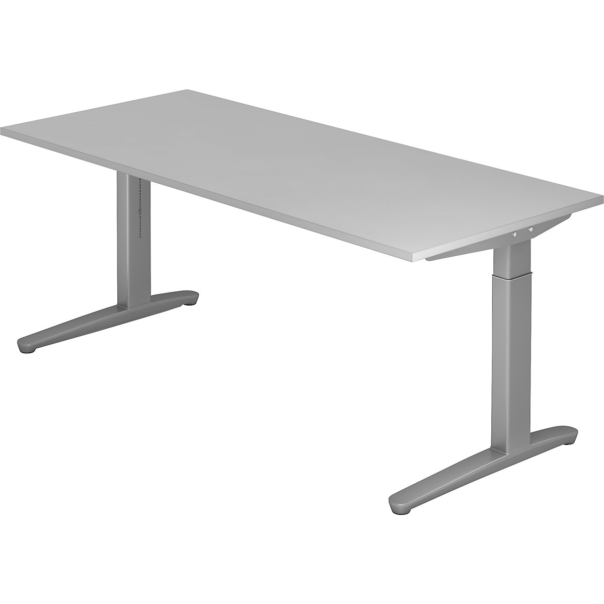 Desk with C-foot frame ANNY – eurokraft pro, height adjustable 650 – 850 mm, width 1800 mm, light grey-6