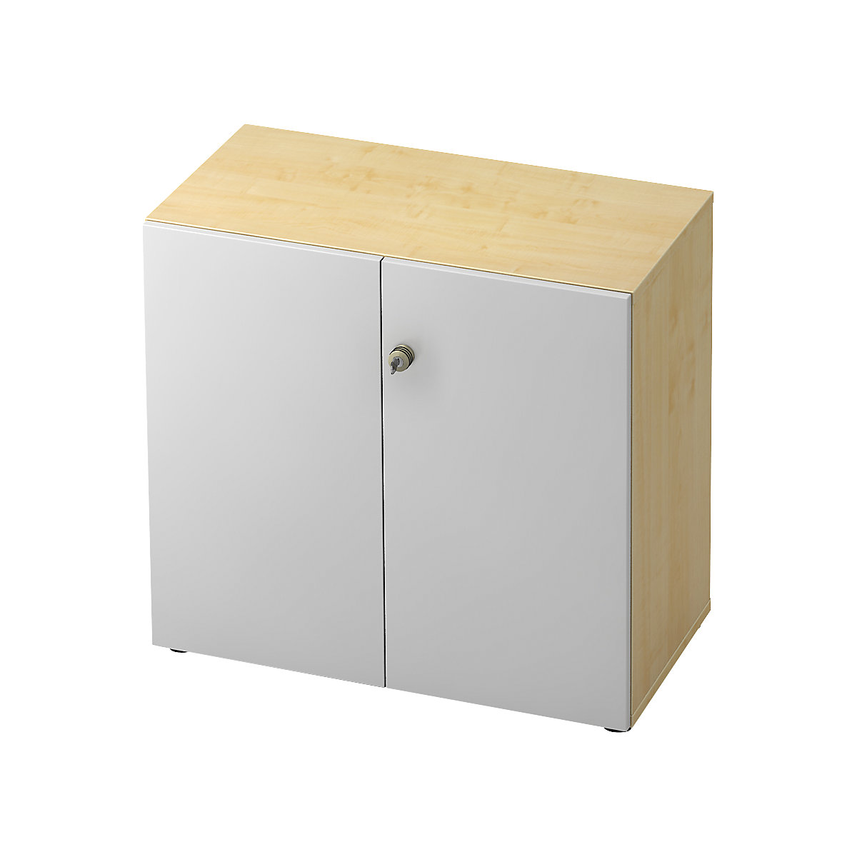 Filing cupboard ANNY – eurokraft pro, hinged doors, 1 shelf, maple finish / white aluminium-9