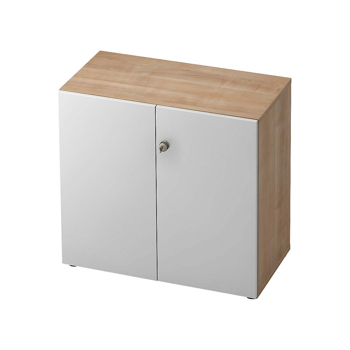 Filing cupboard ANNY – eurokraft pro, hinged doors, 1 shelf, walnut finish / white aluminium-8