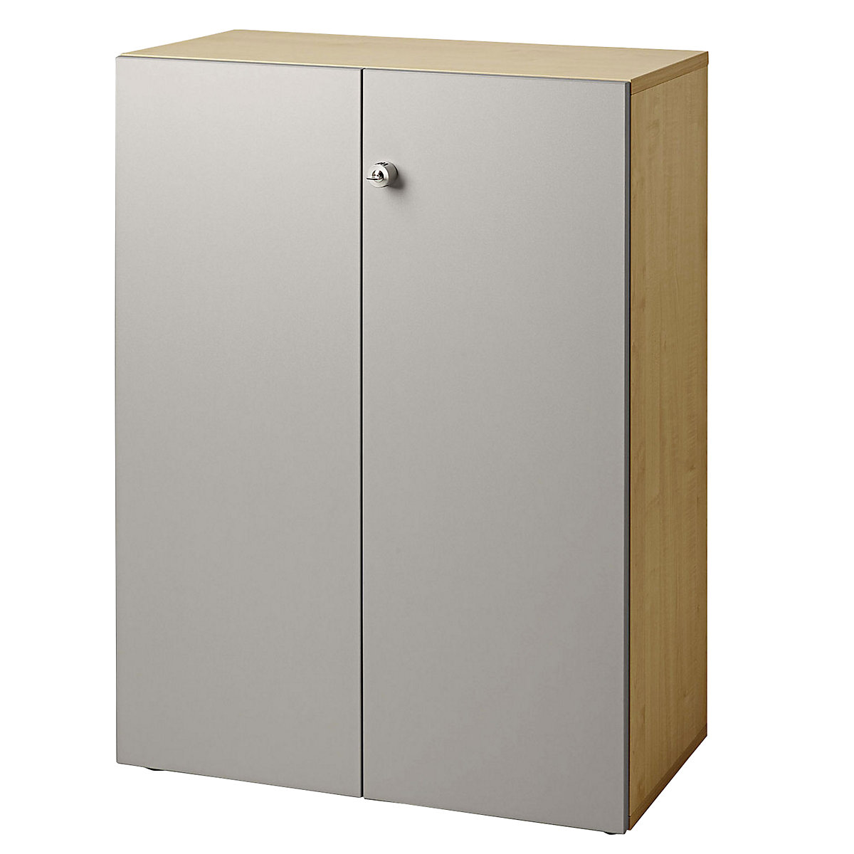 Filing cupboard ANNY – eurokraft pro, hinged doors, 2 shelves, walnut finish / aluminium silver-9