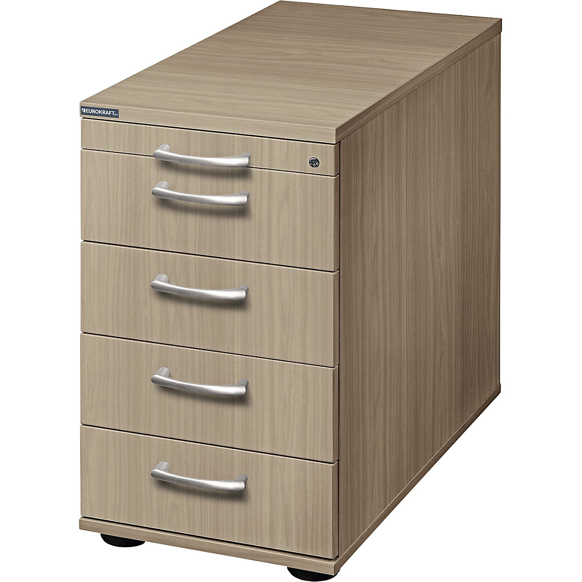 Fixed pedestal ANNY – eurokraft pro, 1 utensil drawer, 4 storage drawers, walnut finish-8