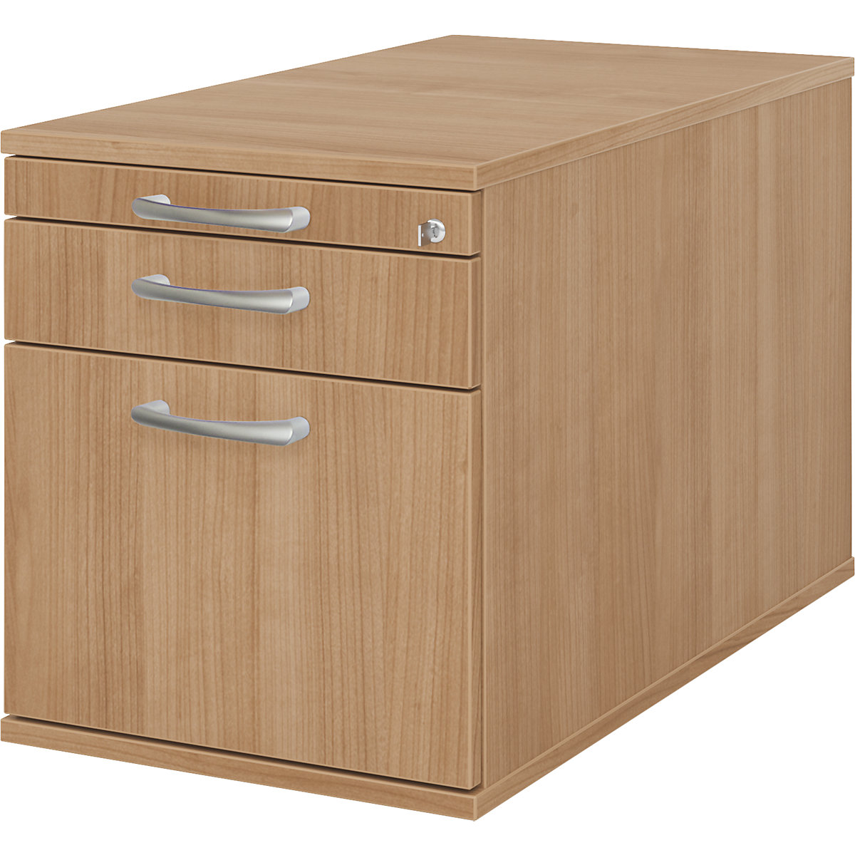 Mobile pedestal ANNY – eurokraft pro, 1 utensil drawer, 1 drawer, 1 file suspension drawer, depth 800 mm, walnut finish-7