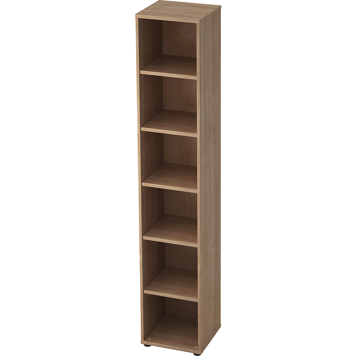 Office shelf unit ANNY – eurokraft pro, 5 shelves, HxWxD 2156 x 400 x 400 mm, walnut finish-8