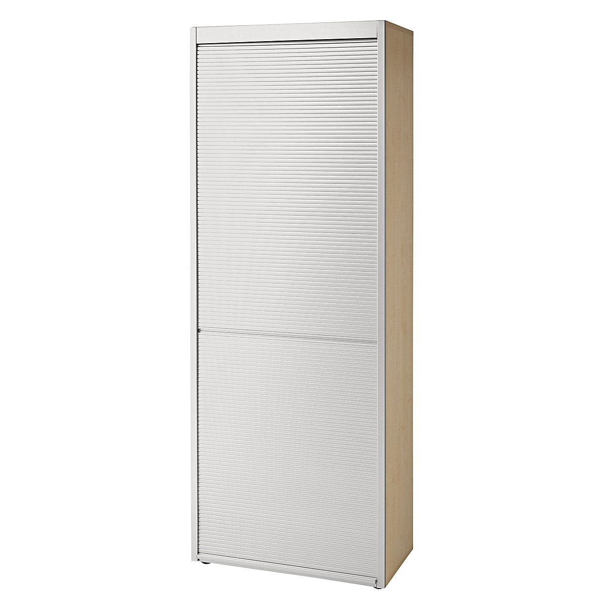 Roller shutter cupboard ANNY – eurokraft pro, 5 shelves, maple finish / aluminium silver-7