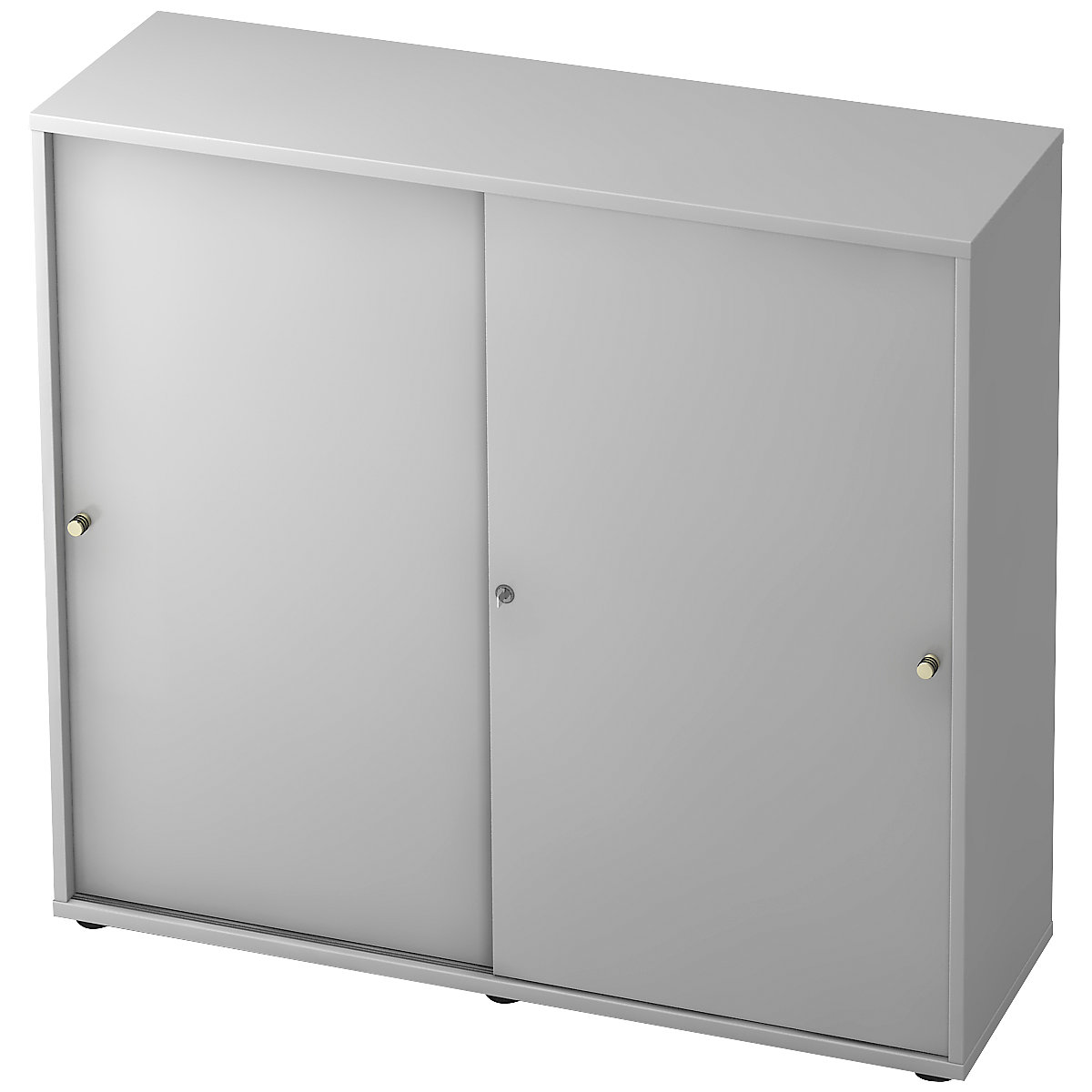Sliding door cupboard ANNY – eurokraft pro, 2 shelves, centre partition, light grey / light grey-7