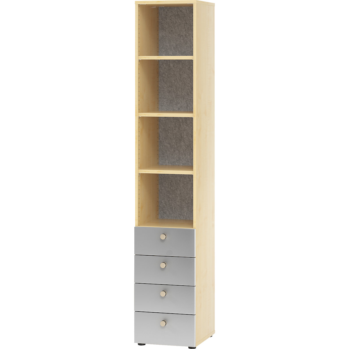 Combination cupboard with acoustic rear panel ANNY-AC, 5 shelves, 4 drawers, maple finish-8