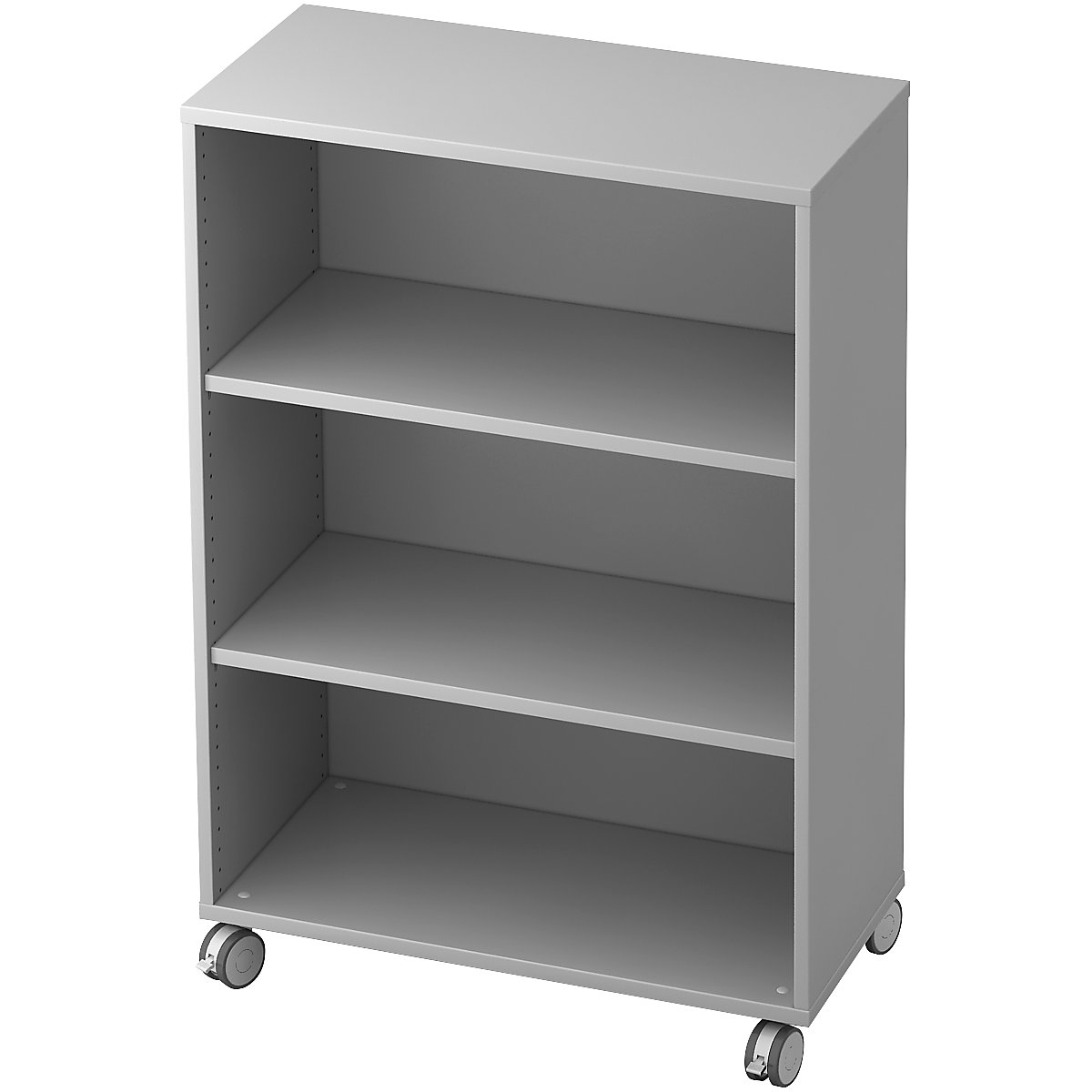 Office shelf unit CONTACT – eurokraft pro, 2 shelves, with castors, light grey-6