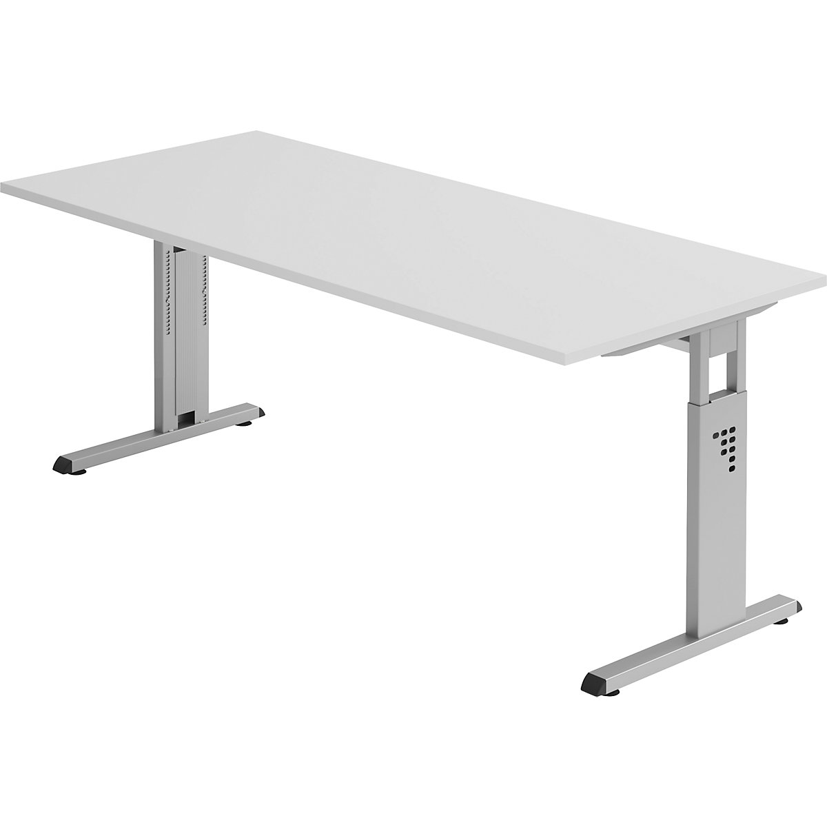 Desk with C-foot frame FINO, height adjustable from 680 – 760 mm, WxD 1800 x 800 mm, light grey-8