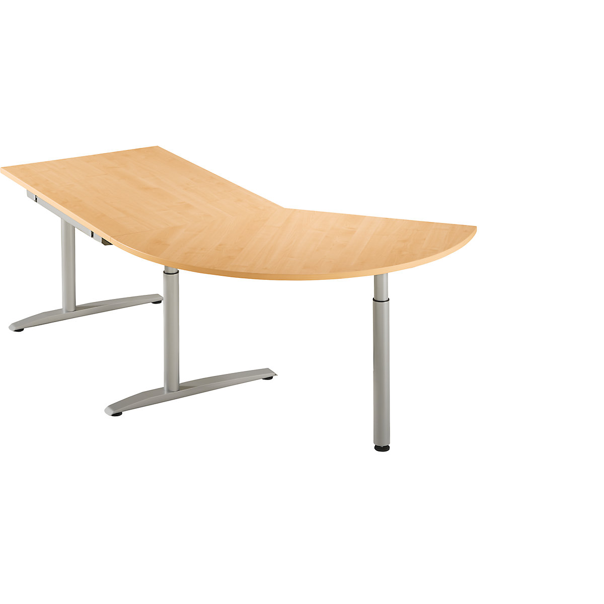 Add-on table, height adjustable from 680 – 820 mm HANNA, 3/8 circle with support foot, beech finish-6