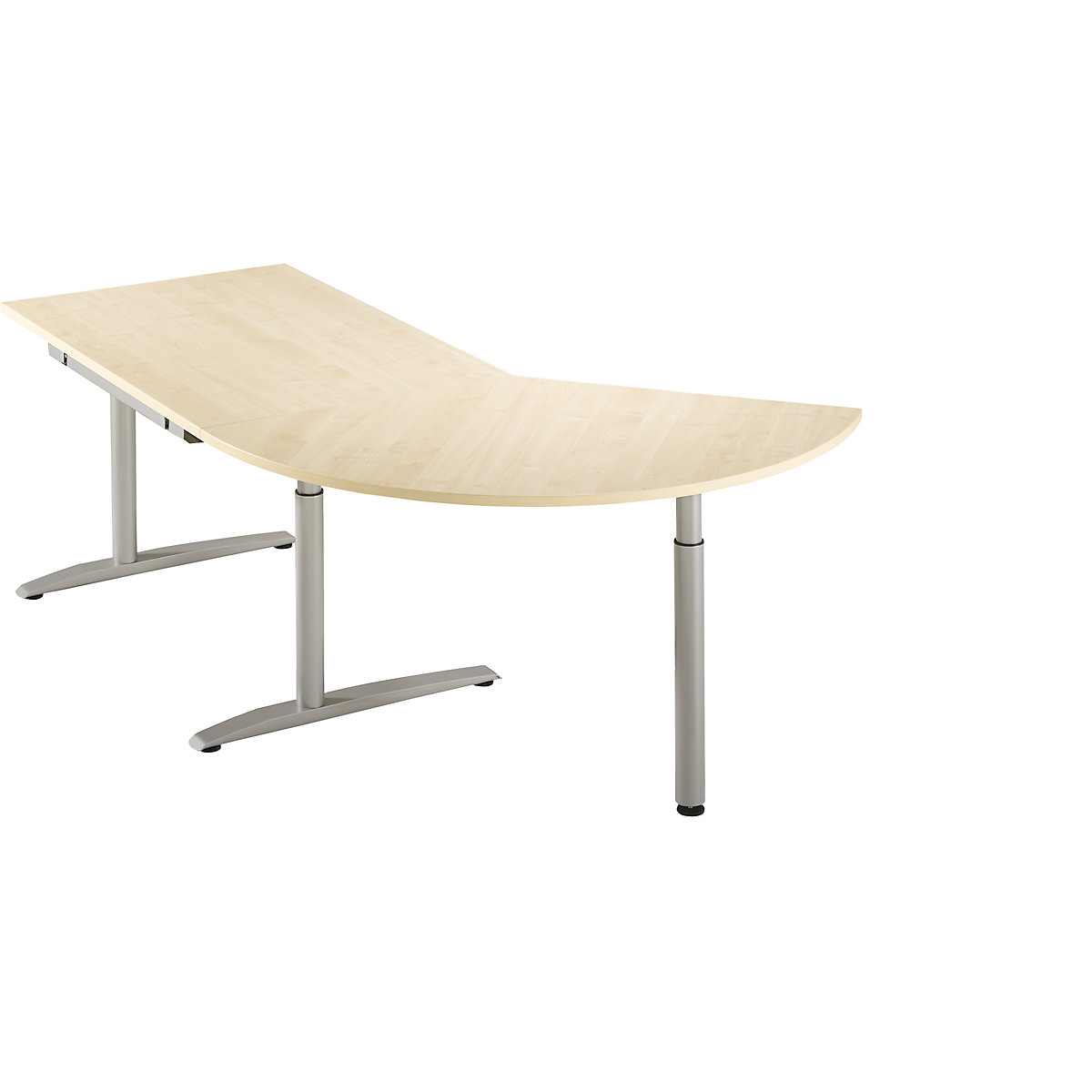 Add-on table, height adjustable from 680 – 820 mm HANNA, 3/8 circle with support foot, maple finish-5