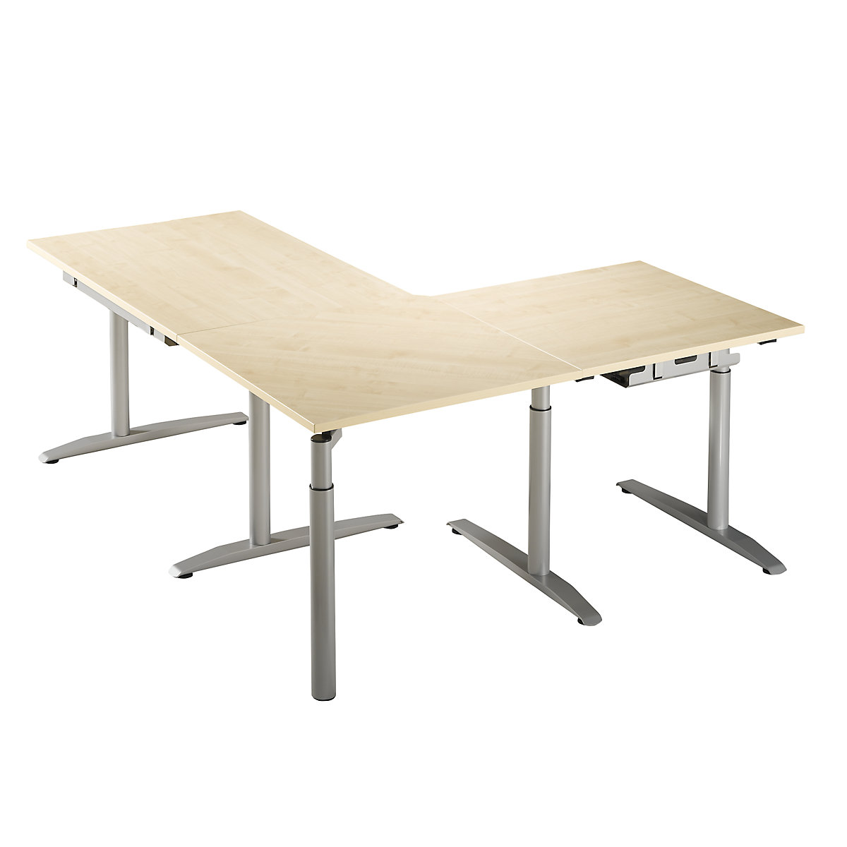 Linking top, height adjustable from 650 – 850 mm HANNA, 90°, with support leg, maple finish-6
